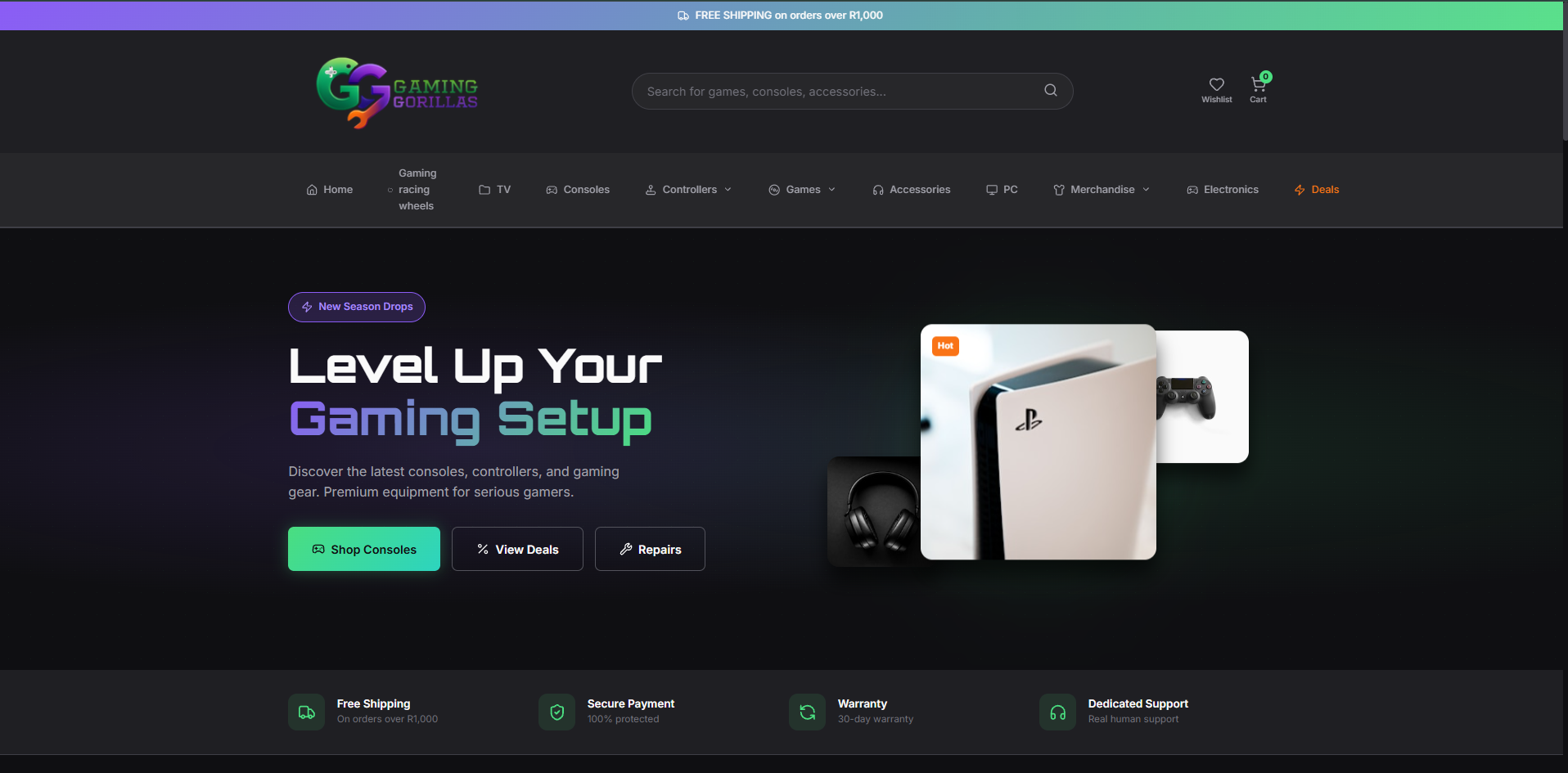 Gaming Gorillas Website Preview